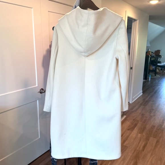 Wool Midi Coat with Hood in Winter White - Small (NWOT) - Picture 11 of 14